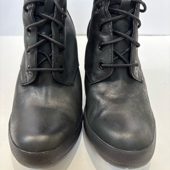 Timberland Allington Mid Lace-Up Block High Heel Black Leather Preppy Boot - Picture 6 of 15